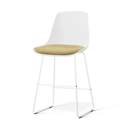 Nolon Nino-Liv barkruk wit met warm oker zitkussen - wit onderstel - 65 cm