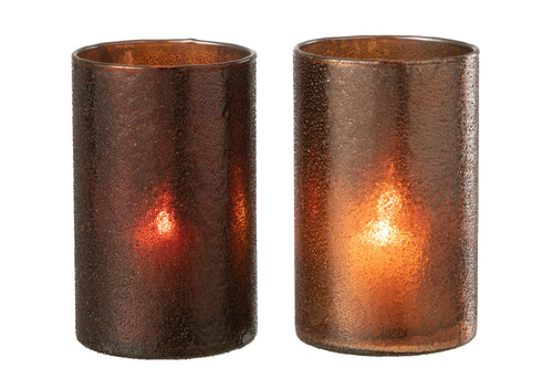 J-Line windlicht Spiegel - glas - koper/rood - large - 2 stuks - vtwonen shop