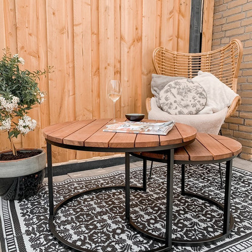 MaximaVida ronde outdoor salontafel set Vancouver XL 75 cm – speciaal voor buiten - vtwonen shop