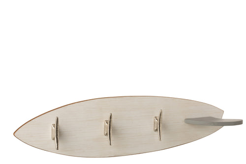 J-Line kapstok 3 Haken Surfplank  - hout/metaal - zilver - vtwonen shop