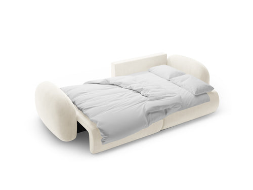 Cosmopolitan Design Omkeerbare converteerbare hoekbank met opbergdoos Tonale 4-zits, flueel ivoor - 149x262x88cm