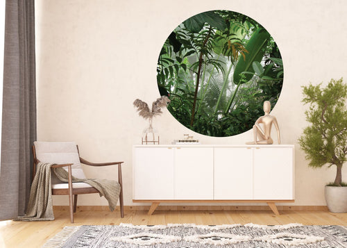 Sanders & Sanders zelfklevende behangcirkel tropische jungle bladeren groen - Ø 140 cm - 601137