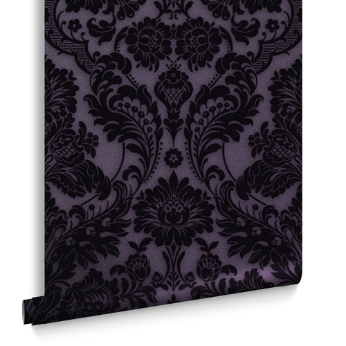 Graham & Brown Vliesbehang - Gothic Damask Flock Plum - 10mx52cm - vtwonen shop