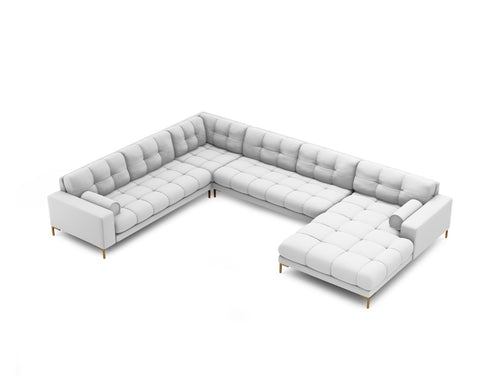 Cosmopolitan Design Panoramische hoekbank links Bali 7-zits, structurele stof, lichtgrijs - 256x327x75cm