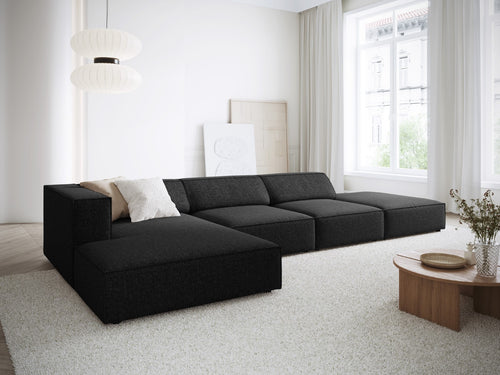 Cosmopolitan Design linker hoekbank Arendal 5-zits, chenille, zwart - 166x341x70cm