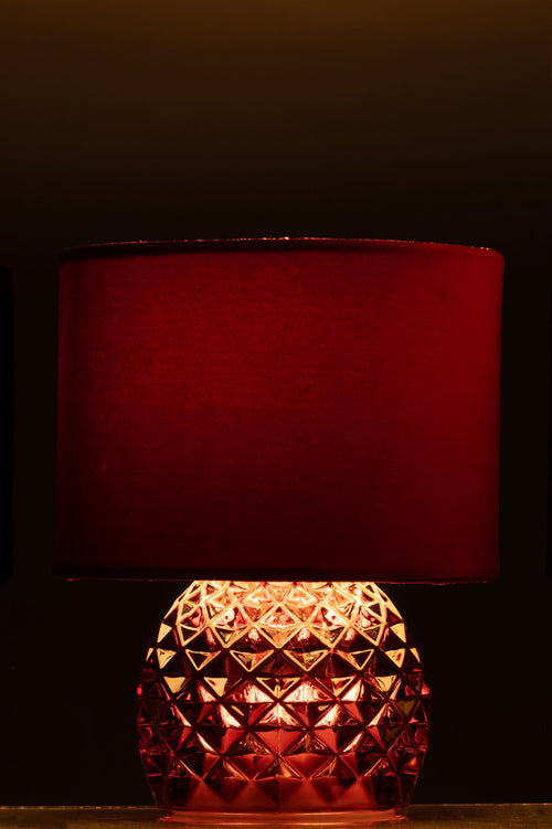 J-Line tafellamp - glas - bordeaux - LED lichtjes