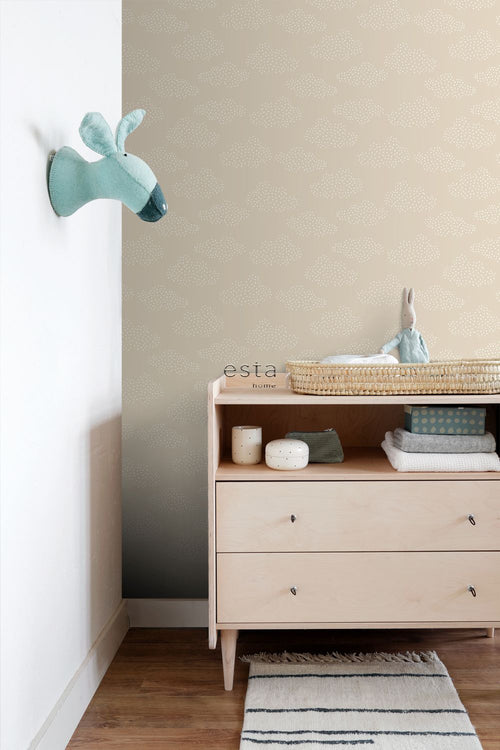 ESTAhome behang wolkjes beige - 53 cm x 10.05 m - 139515