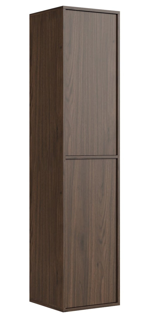 Badplaats Badkamerkast Mali 38 x 33 x 160 cm – Walnoot Bruin – Hangende Kolomkast met 2 Deuren