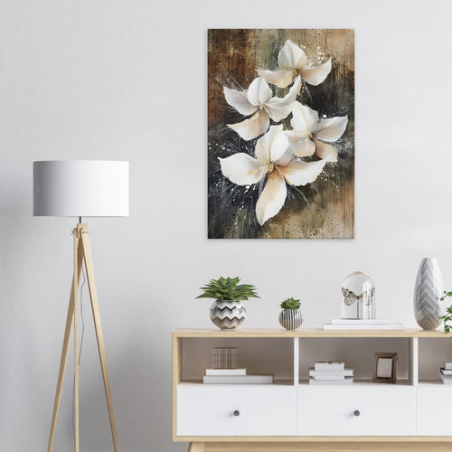 Artfulprints Canvas Vintage white blossoms canvas - 60x90 cm - Wit