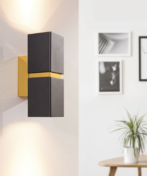 EGLO wandlamp Passa - 2 lichts - zwart, goud