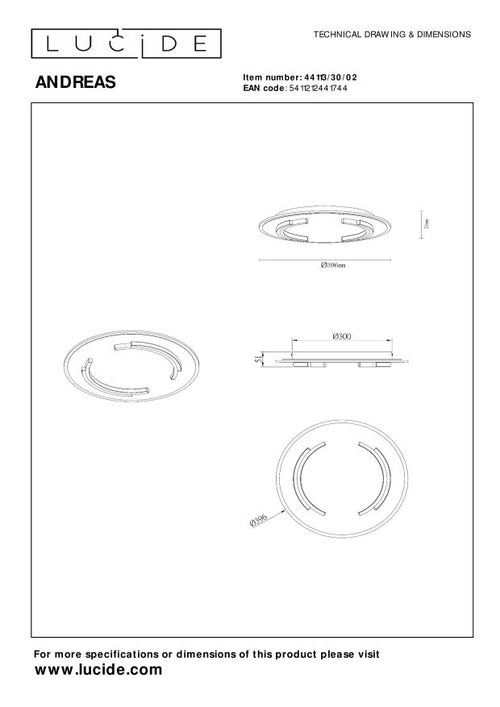 Lucide plafonnière ANDREAS - Geïntegreerde LED - Mat Goud / Messing - vtwonen shop