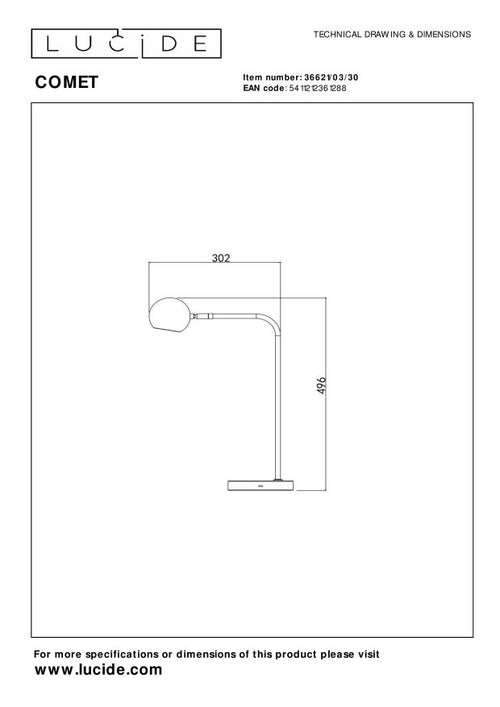 Lucide tafellamp COMET - Geïntegreerde LED - Zwart - vtwonen shop