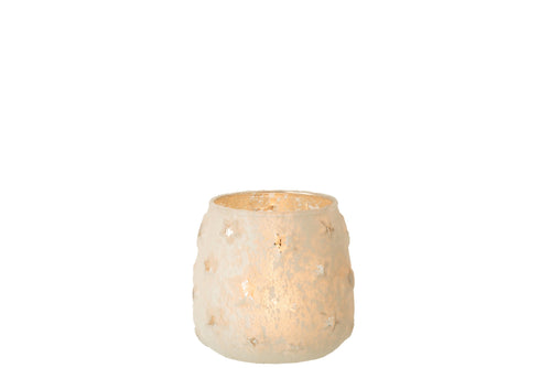 J-Line theelichthouder Ster - glas - zilver - small