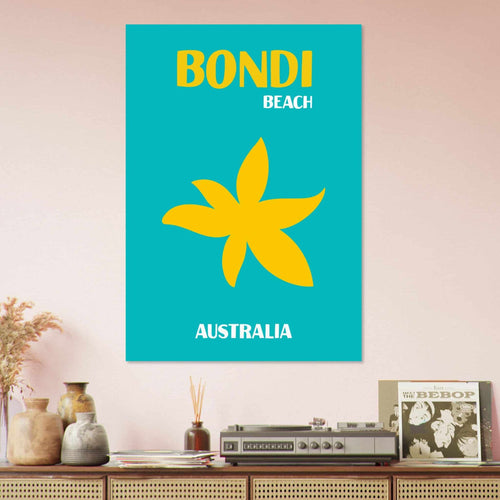 Artfulprints Poster met Lijst Australië - Bondi Beach   - 30x40 cm - Turquoise