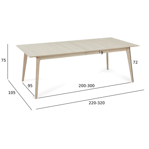 Furnhouse uitschuifbare eettafel Porto - Witte olie - 220/320x105 cm