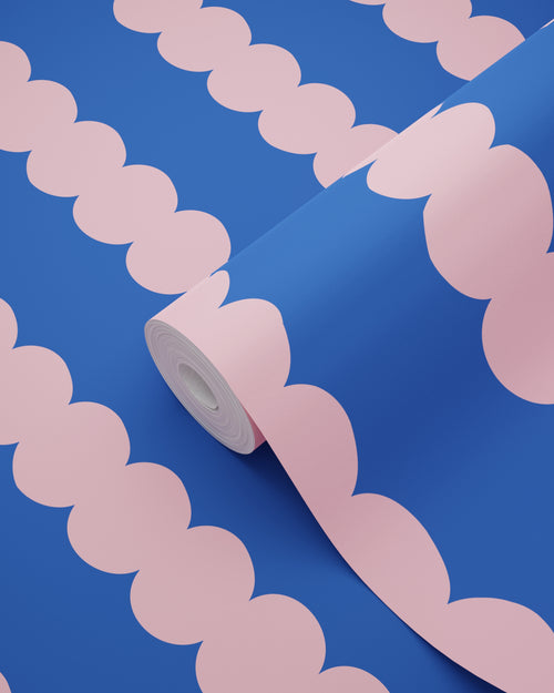 ESTAhome behang grafische print roze en blauw - 50 x 900 cm - 131750