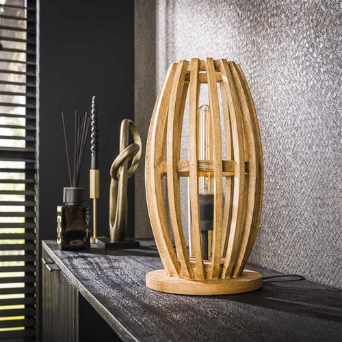 Giga Meubel Tafellamp Orbit - Mangohout Naturel - 1-Lichts - 20x20x38cm - vtwonen shop