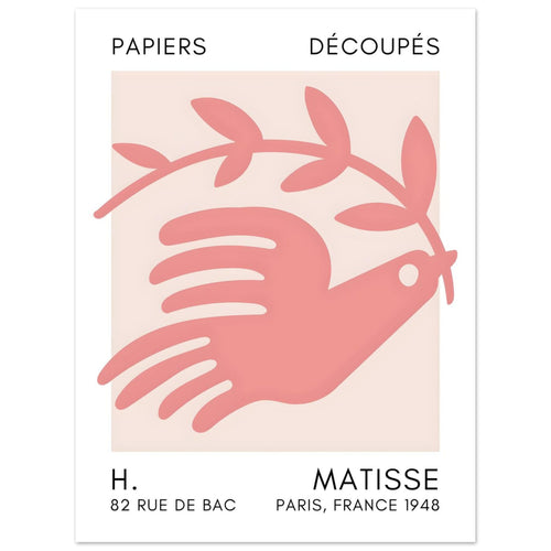 Artfulprints  Matisse - Peace dove taupe   poster A4 21x29.7 cm - vtwonen shop