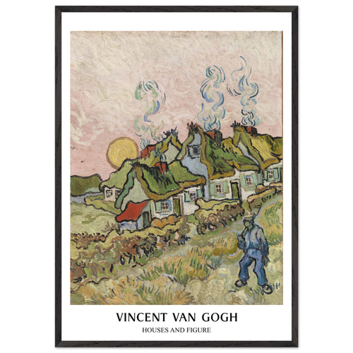 Artfulprints Poster met Lijst Vincent van Gogh - Houses and figures   - 70x100 cm - Groen
