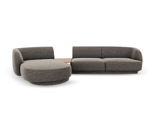 Micadoni linker modulaire bank Miley 3-zits, chenille, grijs - 178x303x70cm