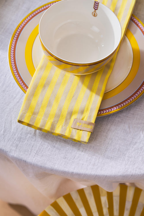 Pip Studio - Servetten Stripes - Geel - 40x40 cm - Set van 4