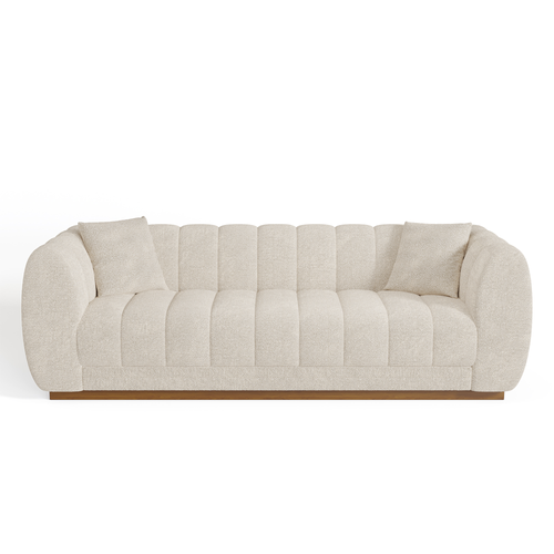 Sia Home - 3-zitsbanken CHARLES - Fluweel weefsel - Crème - 88cm
