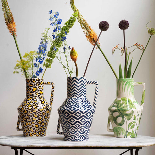 Return to Sender Vaas 45 cm Leopard print handgeschilderd met handvat - vtwonen shop