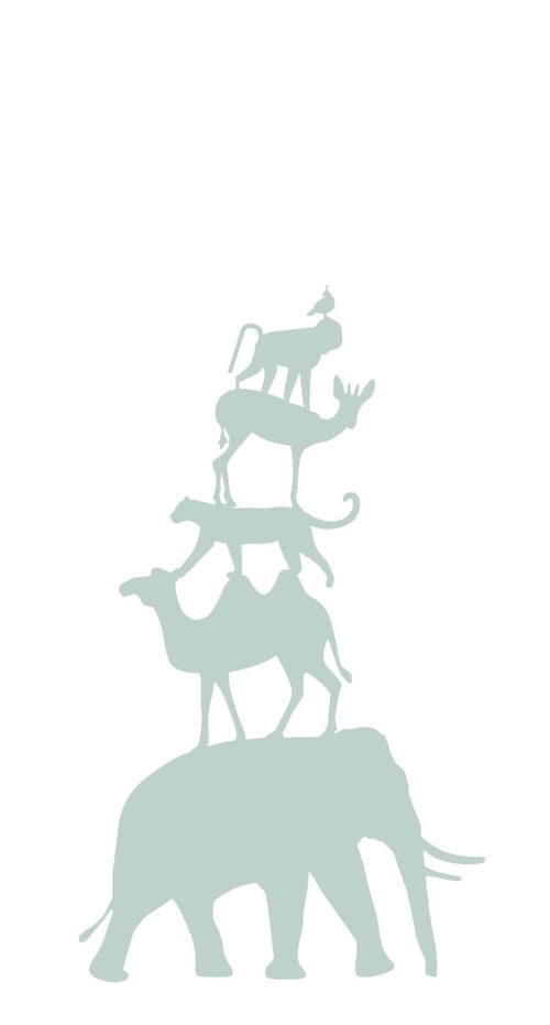 ESTAhome fotobehang gestapelde dieren mintgroen - 150 x 279 cm - 158921 - vtwonen shop