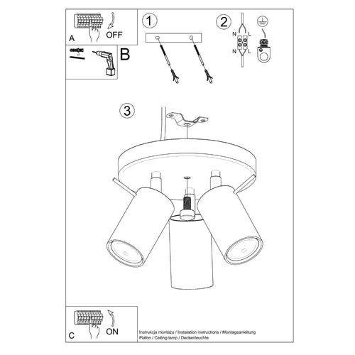 Sollux Lighting Plafondlamp RING 3P taupe - 25,7x25,7x14,5cm
