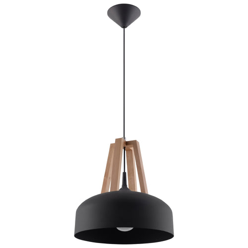 Sollux Lighting Hanglamp CASCO zwart/natuurlijk hout - 30x30x85cm