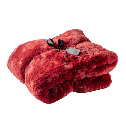 ZINZI - plaid 140x180 cm - bontlook - effen kleur - Merlot - rood