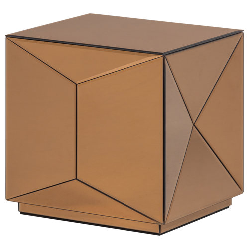 WOOOD bijzettafel vierkant Glintz - Hout/Spiegelglas - Bruin - 40x40x40