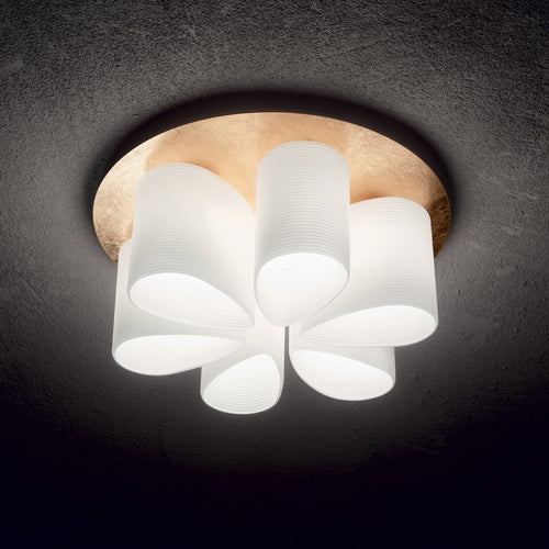Ideal Lux DAISY - Binnen Plafondlamp 6 Lichts Plafondlamp Goud, E27