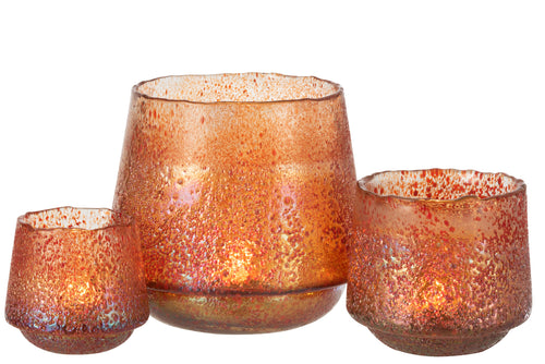 J-Line kaarshouder Stippen - glas - oranje - large - vtwonen shop