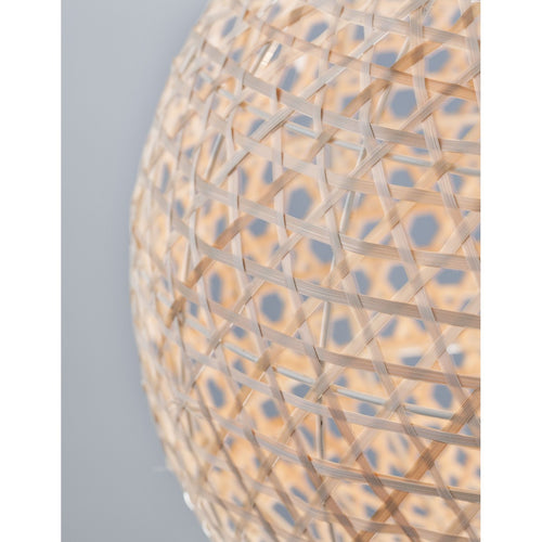Merano Alexandria Koepel Hanglamp Plafondlamp Natuurlijk Bamboe Zwart Stof Draad, Lampvoet LED E27