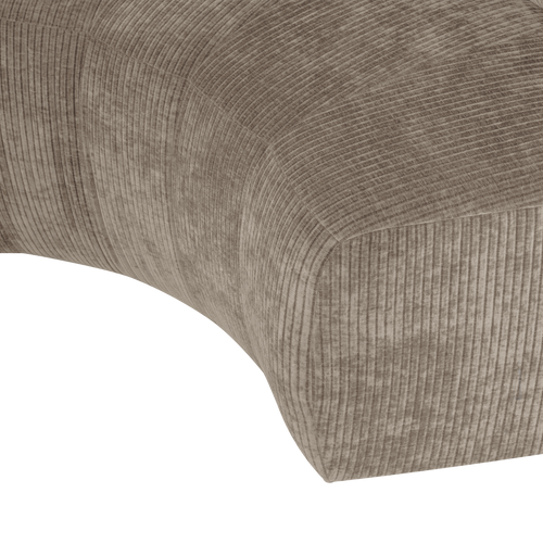 WOOOD eetbank halfronde hoek rugleuning Mojo Base - Rib - D.zand - 83x152x76
