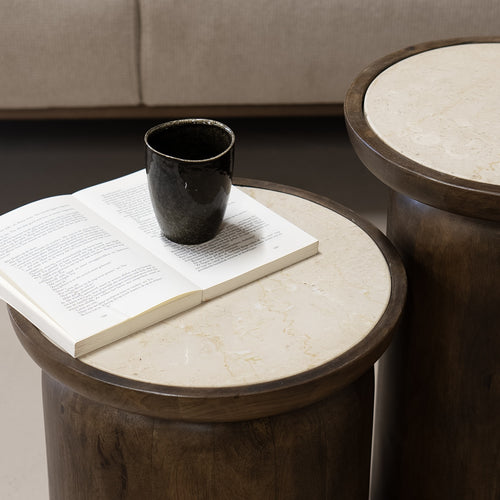 Giga Meubel Salontafel Kaja - Rond - Marmer - 38cm