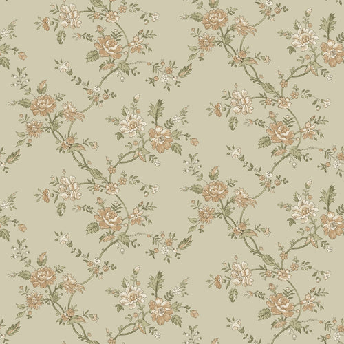 ESTAhome behang vintage bloemen vergrijsd groen - 50 x 900 cm - 132209