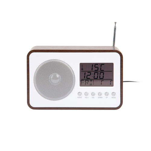 Karlsson wekker FM Radio - bruin - 19.2x6.6x12.5cm - Vaderdag - Vaderdagcadeau - Vaderdag cadeautje voor hem