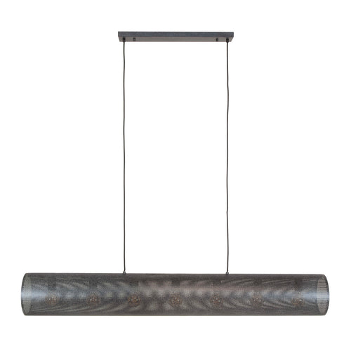 Giga Meubel Hanglamp Koker XL Mesh - Zwart Metaal - 7-Lichts - 145x20x150cm