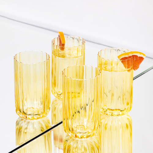 Brut Homeware Longdrink Gaia - set van 4 - oker - vtwonen shop