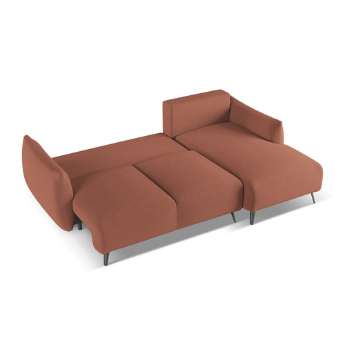 LaMiaSofa hoekbank rechts Genova - chenille stof - gedempt roze - 242x162x86