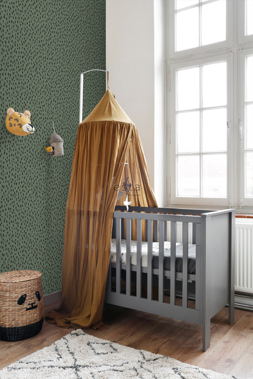 ESTAhome behang stippen vergrijsd groen en zwart - 0,53 x 10,05 m - 139258 - vtwonen shop