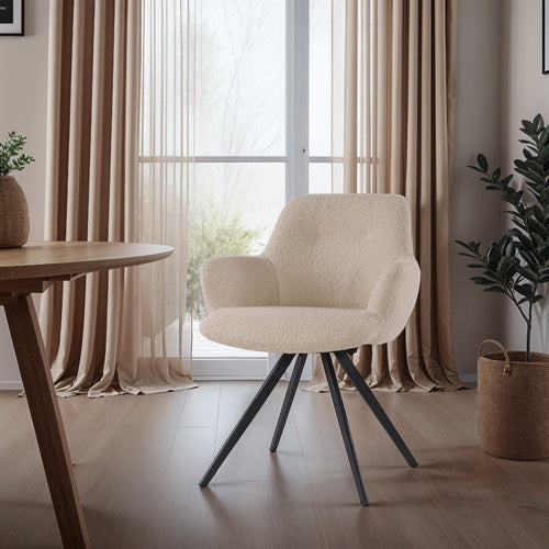 Livingfurn eetkamerstoel Doreen - boucle - beige - 2 stuks - vtwonen shop