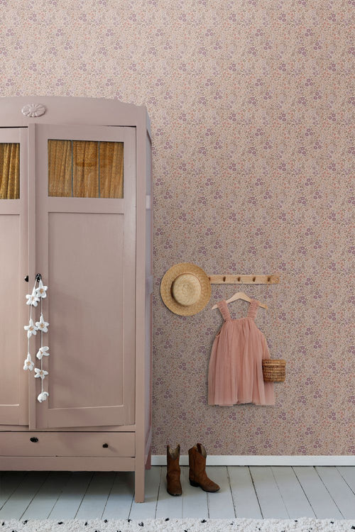 ESTAhome behang bloemetjes mauve paars - 53 cm x 10.05 m - 131458