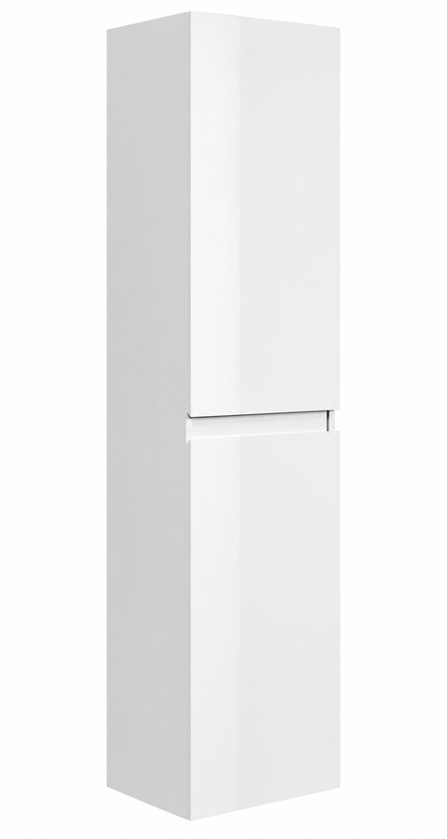 Badplaats Badkamerkast Angela 40 x 30 x 150 cm – Hoogglans Wit – Hangende Kolomkast met 2 Deuren
