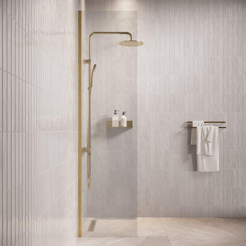 Badplaats Douchewand Florida 40 x 200 cm – Goud – Inloopdouche 8 mm Veiligheidsglas