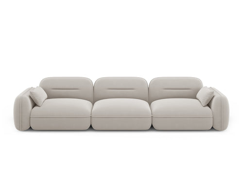 Cosmopolitan Design Modulaire bank Sydney 4-zits, flueel, lichtbeige - 90x320x70cm