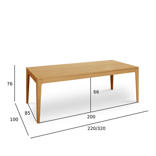 Furnhouse uitschuifbare eettafel Kerteminde - Natuurlijk eikenhout - 220/320x100 cm
