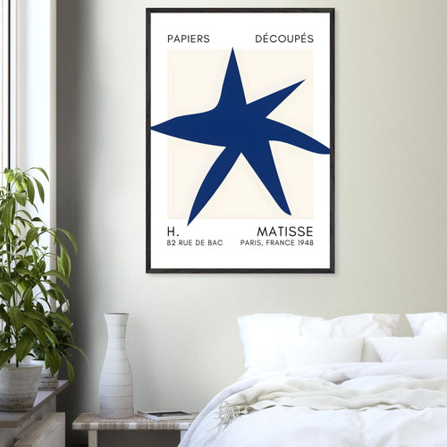 Artfulprints Poster Matisse – Star of the sea navy blue II   - 50x70 cm - Blauw